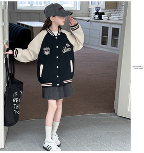 Chaqueta de Béisbol Informal para Niñas, Transpirable, de Poliéster/Algodón, con Estampado de Dibujos Animados, Cierre de Botones, para <span class=keywords><strong>Adolescentes</strong></span>, Primavera/Otoño - Product Image 5