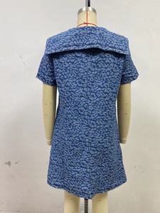 Abito Mini in Denim <span class=keywords><strong>Leopardato</strong></span> da Donna 2026, <span class=keywords><strong>Vestito</strong></span> Estivo a Maniche Corte in Jeans, Abito Babydoll con Colletto Blu Navy, <span class=keywords><strong>Vestito</strong></span> in Denim a Linea A - Product Image 6