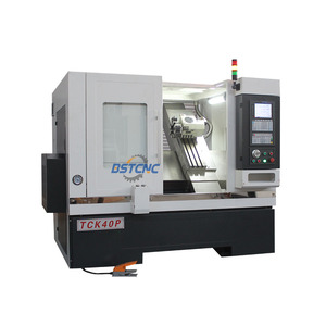 Tck40p tự động nghiêng giường CNC chuyển máy công cụ đường sắt CNC Lathe 2 + 2/4 + 4 sống công cụ - Product Image 1