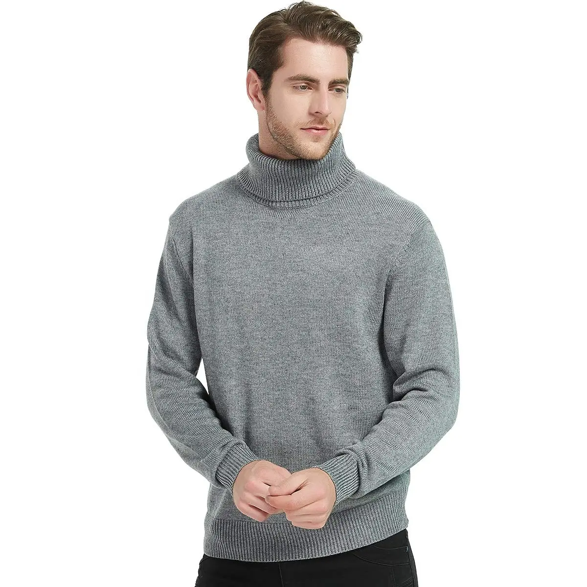 2024 Classic Highneck Dicker Pullover für Männer Winter Acryl Nylon Polyester Wolle Blend Roll kragen pullover