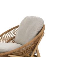 Cyril Outdoor Wicker Papasan Style Lounge Chair, Light Brown Wicker with Beige Cushion, Set of 1