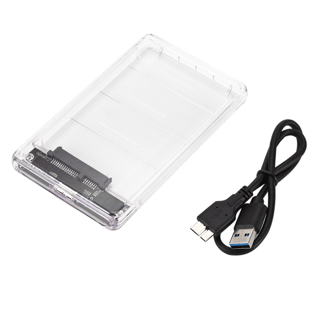 Transparent Plastic Micro to SATA 3 USB3.0 2.5" Mobile Hard Disk Enclosure/Case for SSD/HDD CE Certified Ruiton Brand Stock