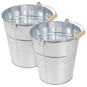 Exclusive Quality Metal Stainless Steel <b>Bucket</b> with Wood Grip Handle Durable Metal Household Cleaning Farming Use Best Price - Product Image 1