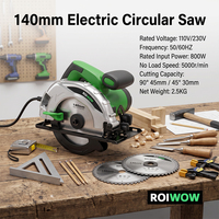 Scie circulaire électrique professionnelle 800W avec cordon, 140 mm, machine à couper le bois, scie ronde portative, outils électriques pour le travail du bois
