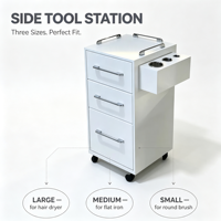 Chariot de rangement mobile pour styliste de salon, 3 tiroirs, porte-outils, roulettes, équipement professionnel de salon