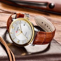 Montre automatique OEM, date et heure, montre mécanique, bracelet en cuir marron, montre pour homme