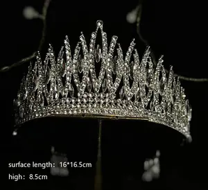 लक्जरी दुल्हन Tiaras रेट्रो रानी क्राउन मिश्र धातु स्फटिक उच्च अंत Headwear फोटो शादी मुकुट