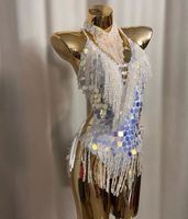 Combinaison sexy à paillettes, maillot de bain, costume de danse latine, costume de danse du ventre, une pièce, dégradé de couleurs, EDC Rave, spectacle sur scène, show girl