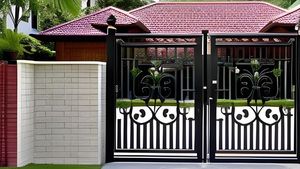 Nướng cổng thiết kế bên ngoài phía trước cửa ra vào Thép Chính đường lái xe cổng bất động sản rèn sắt cổng - Product Image 5