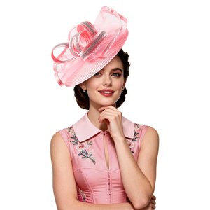 Bellezza su misura elegante cappello da chiesa di alta qualità a maglia diamantata Fascinator cappello di raso in tessuto da tè per la decorazione delle donne - Product Image 2