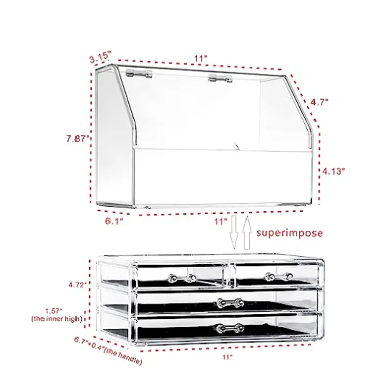 Acryl-Speicherboxen für Kosmetik durchsichtig mehrschichtige Speicherbox Arbeitsplatz-Speicher