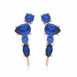 Sapphire Stone CZ <b>Ear</b> <b>Cuff</b> <b>Earring</b> Turkish Wholesale Handcrafted 925 Sterling Silver Jewelry - Product Image 2