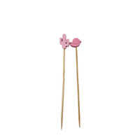12cm Rose Petit Oiseau Bambou Brochette Naturel Jetable Fruits Fourchette Dessert Gâteau Bâton 100pcs Pack
