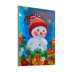 Kit de bordado de diamantes de forma especial para decoración del hogar, kit de punto de cruz con pintura de muñeco de nieve, regalo de Navidad