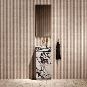 <span class=keywords><strong>Meuble</strong></span> sous-<span class=keywords><strong>vasque</strong></span> <span class=keywords><strong>de</strong></span> luxe en marbre Calacatta Viola avec portes Armoire moderne en pierre naturelle - Product Image 1