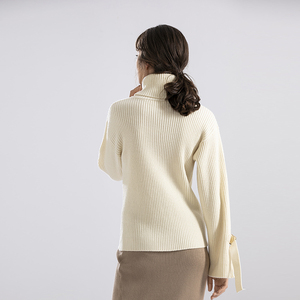Customs <strong>women</strong> Sweater 2025 new fashion <strong>turtle</strong> <strong>neck</strong> pullover lace up sleeve thick <strong>Jumper</strong> - Product Image 6