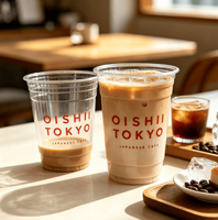 Gobelets en plastique PET transparents personnalisables avec logo imprimé, 16oz, 32oz, 12oz, jetables, pour matcha, café, avec couvercles et pailles pour boissons