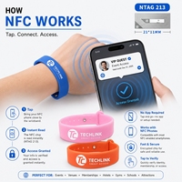 Bracelet intelligent étanche en PVC RFID NFC personnalisé pour l'accès des clients d'hôtels et de centres de villégiature, gestion des adhésions, personnalisation du logo