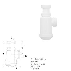 Sifone a bottiglia allungabile 1 1/2 con dado di bloccaggio - Product Image 2