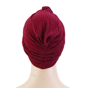 Nouveauté <span class=keywords><strong>Foulard</strong></span> <span class=keywords><strong>Turban</strong></span> à Volants Couleur Unie Islamique Chapeau <span class=keywords><strong>Chimio</strong></span> Noué Bonnets pour Femme - Product Image 3