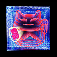 Pas de MOQ, livraison rapide, conception gratuite, miroir néon personnalisé, enseigne LED 3D infinie multicouche en aluminium et acrylique pour la décoration de voiture