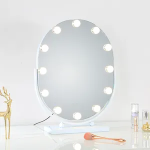 Girls Vanity Led Lighted Travel Makeup Mirror touch Desktop hollywood Magnified Make Up Mirror With Lights