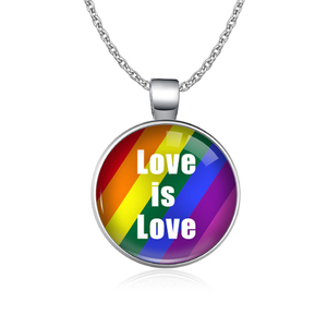 Collar con Colgante de Cabujón de Cristal con Diseño de Bandera LGBT Orgullo Amor Más Poco Miedo, Venta al por Mayor de Fabricante - Product Image 1