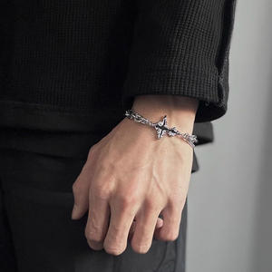 New Arrival Y2K Style <b>Stainless</b> <b>Steel</b> Black Cross Bangle Urban Fashion Skatewear <b>Bracelet</b> Gift for <b>Men</b> Women Teens Customizable - Product Image 4