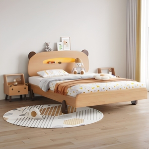 <span class=keywords><strong>Letto</strong></span> matrimoniale per bambini a forma di orso con luci LED, <span class=keywords><strong>letto</strong></span> per bambini in legno massello con sponda di protezione per <span class=keywords><strong>cameretta</strong></span> di ragazzi e ragazze - Product Image 2