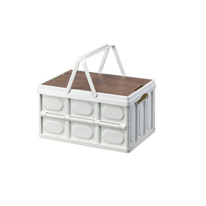 Outdoor <b>Camping</b> <b>Storage</b> <b>Box</b> With Wooden Lid Multifunctional Plastic Rectangle White Green Coffee Black 2718 2719 - Product Image 5