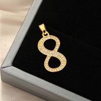 Collier Pendentif Numéro 8 Luxe Léger Haut de Gamme Entièrement Sertie de Diamants et de Perles, Style Européen et Américain, Simple et Polyvalent