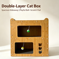Mobilier pour chat d'intérieur en bois, maison carrée multi-niveaux avec espaces de repos privés superposés pour chatons