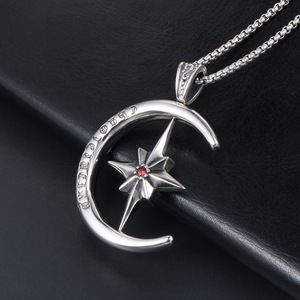 Rotating Eight Pointed Star Ruby Pendant <b>Titanium</b> Steel Necklace For Men Women Gift SP639 - Product Image 3
