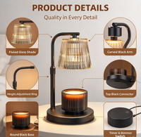 Lampe chauffe-bougie avec minuterie et variateur d'intensité - Chauffe-cire électrique réglable pour bougies parfumées en grand pot