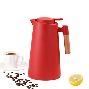 Carafe à café <span class=keywords><strong>isotherme</strong></span> moderne avec poignée en <span class=keywords><strong>bois</strong></span> et couvercle, <span class=keywords><strong>pichet</strong></span> thermique en verre de 1 L pour la maison, la cuisine et le bureau - Product Image 1