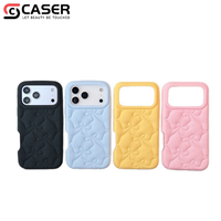 Coque de protection antichoc en silicone souple, couleur unie, motif dessin animé mignon, couverture intégrale pour iPhone 13-17 Series