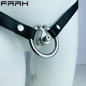 FRRK BDSM Sex Toy Cage de <span class=keywords><strong>chasteté</strong></span> avec cathéter urétral en métal en acier inoxydable serrure masculine pénis cage de coq pour hommes avec <span class=keywords><strong>ceinture</strong></span> - Product Image 1