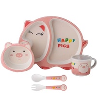 Ensemble de vaisselle pour enfants, mignon, dessin animé, animal, bébé, assiette compartimentée, bol pour aliments complémentaires, cuillère