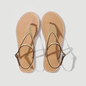 Designer Round Toe <b>Padlock</b> Lock Gold Bicolor Ankle-Strap Sandals Naked Leather Pop Sandals Cross Strap Retro Minimalist Sandal - Product Image 6