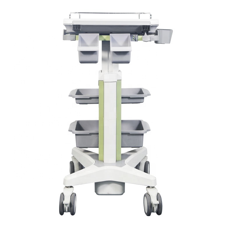 Больничная компьютерная тележка с регулируемой высотой из АБС-пластика, тележка для медицинской клиники, рабочая станция с ноутбуком