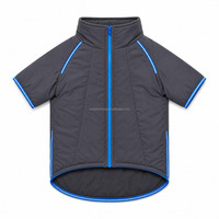 Veste d'extérieur pour chien avec col cheminée, fermeture éclair frontale, résistante à l'eau, coupe-vent, légère, avec poignets rayés pour chiens de taille moyenne à grande