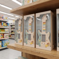 Nouvelle Arrivée Guitare Électrique en Bois pour Enfants, Instrument de Musique de Simulation, Jouet Rechargeable avec Lumières et Sons, Cadeau, Table d'Activités