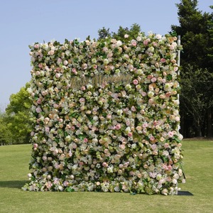 ฉากหลังผ้าไหมลายดอกกุหลาบ 5 มิติ แบบไล่เฉดสี OEM สัมผัสธรรมชาติ ขนาด 8 ฟุต x 8 ฟุต ขนาดสั่งทำได้ สำหรับงานแต่งงาน - Product Image 1