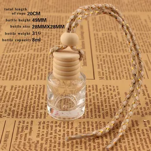Ambientador Difusor Coche Botellas colgantes Botellas de perfume de vidrio vacías para aceites esenciales Ornamento Decoración interior