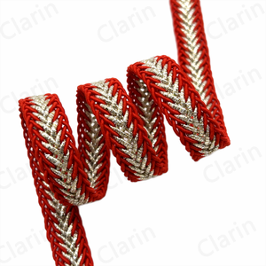 ริบบิ้นถักลายก้างปลา 3 มิติ สีทองเงิน กว้าง <span class=keywords><strong>1</strong></span>.2 ซม. ประดับด้วยคริสตัลรูปแมงป่อง  ทำจากโพลีเอสเตอร์ 100% สำหรับตกแต่งกระเป๋าและเสื้อผ้า - Product Image 2