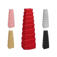 Ensemble de boîtes cadeaux de luxe personnalisées rouges gaufrées, 10 pièces, avec couvercle et base, en papier, vente en gros pour Noël et les fêtes