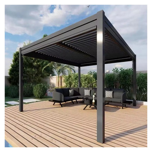 Pérgola de Jardín Exterior con Techo de Celosía y <span class=keywords><strong>Toldo</strong></span> con Iluminación RGB - Product Image 1