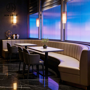 Muebles <span class=keywords><strong>de</strong></span> Lujo Modernos para Cafetería, Sofá <span class=keywords><strong>de</strong></span> Cuero Negro con Base <span class=keywords><strong>de</strong></span> Piedra Sinterizada Cuadrada, Mesa y Sillas para Hotel y Restaurante - Product Image 3