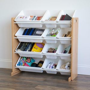 Khiêm tốn Phi Hành Đoàn đứng hiện đại loại đồ chơi trẻ em tổ chức gỗ tự nhiên/trắng 12 nhựa lưu trữ Thùng đồ ăn làm sạch lưu trữ giá - Product Image 3