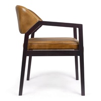Chaises de salle à manger en cuir avec structure métallique minimaliste, structure renforcée et assise rembourrée épaisse pour la maison et la cuisine